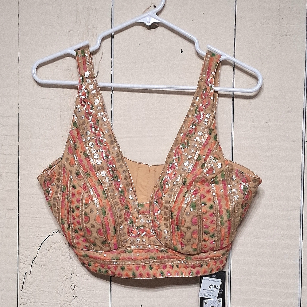 Embroidered Crop Top with Sequin Details